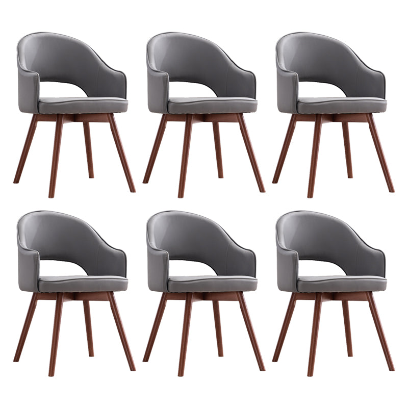 Modern Linen Dining Chair Open Back Dining Side Furniture with Wood Legs in Matte Finish