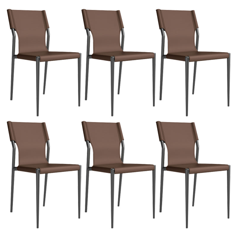 Leather Dining Chair Industrial Dining Side Chair with Black Legs