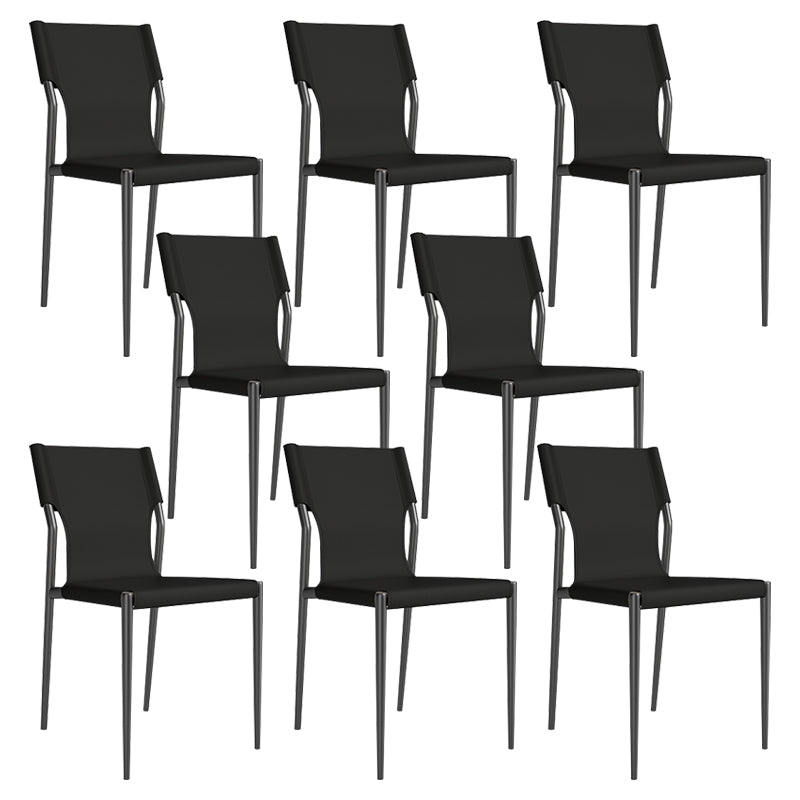 Leather Dining Chair Industrial Dining Side Chair with Black Legs