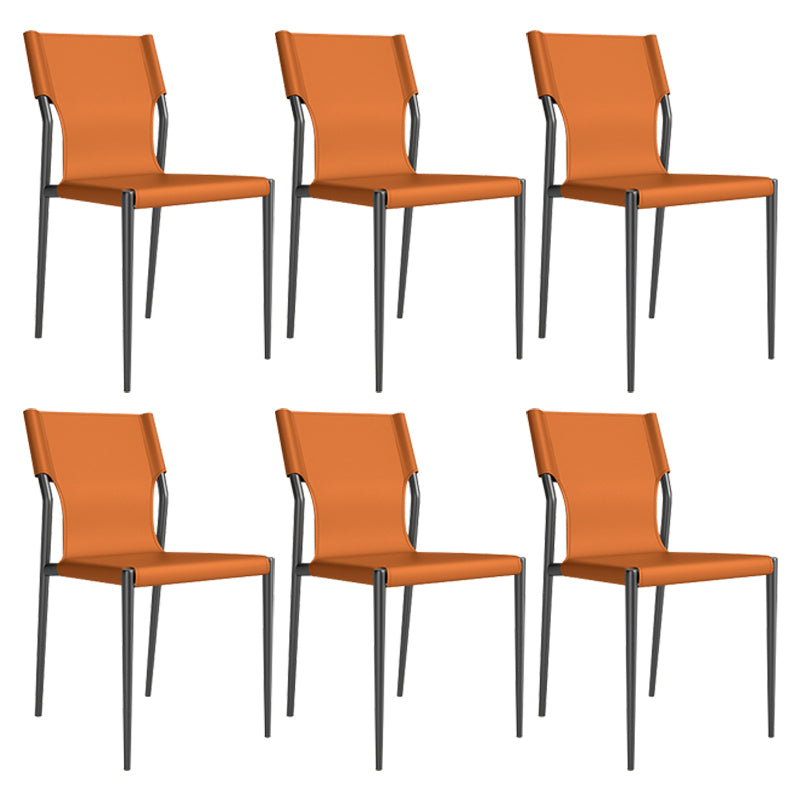 Leather Dining Chair Industrial Dining Side Chair with Black Legs