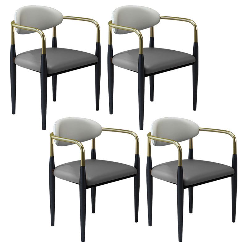 Modern Faux Leather Dining Chair Open Back Dining Side Furniture in Matte Finish for Home