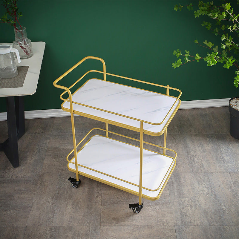 Modern 31.5"H Rolling Prep Table Metal Rectangular Prep Table for Home Use