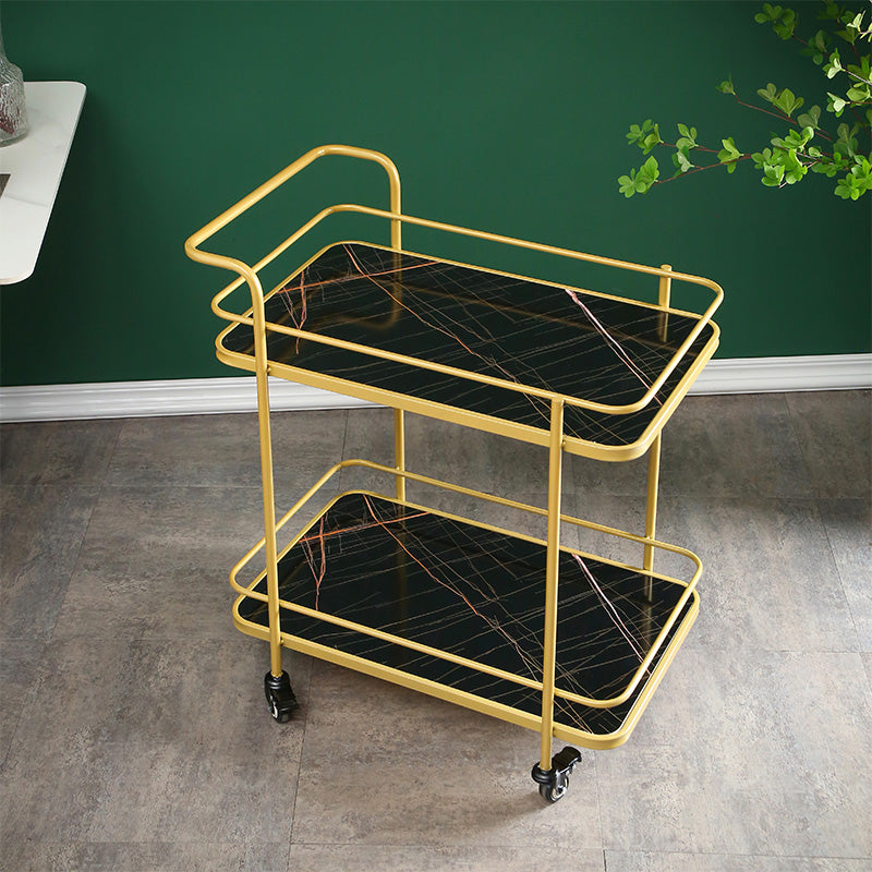 Modern 31.5"H Rolling Prep Table Metal Rectangular Prep Table for Home Use