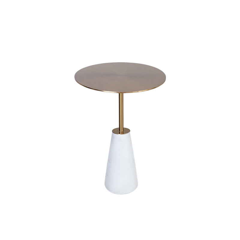 Pedestal 1 Single Coffee Table Mid-Century Modern Cocktail Table with Metal Top