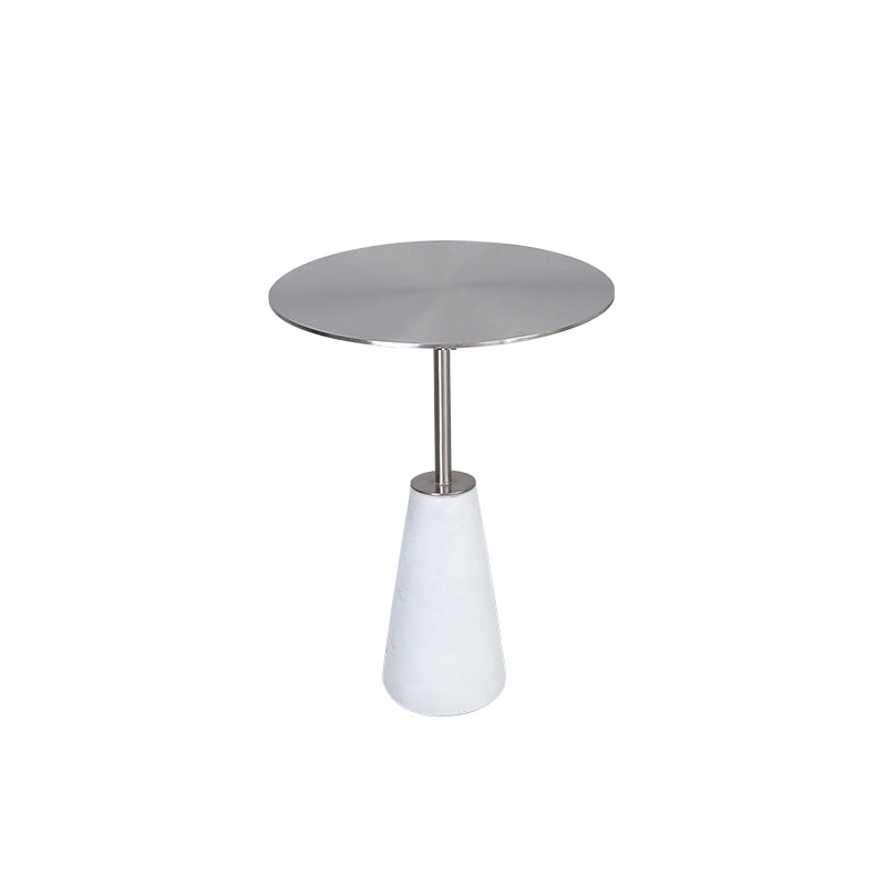 Pedestal 1 Single Coffee Table Mid-Century Modern Cocktail Table with Metal Top