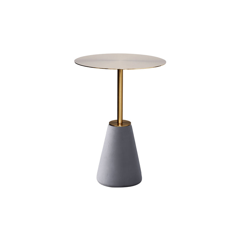 Pedestal 1 Single Coffee Table Mid-Century Modern Cocktail Table with Metal Top