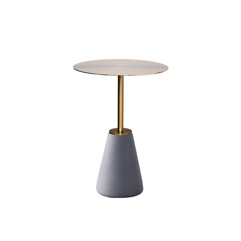 Pedestal 1 Single Coffee Table Mid-Century Modern Cocktail Table with Metal Top