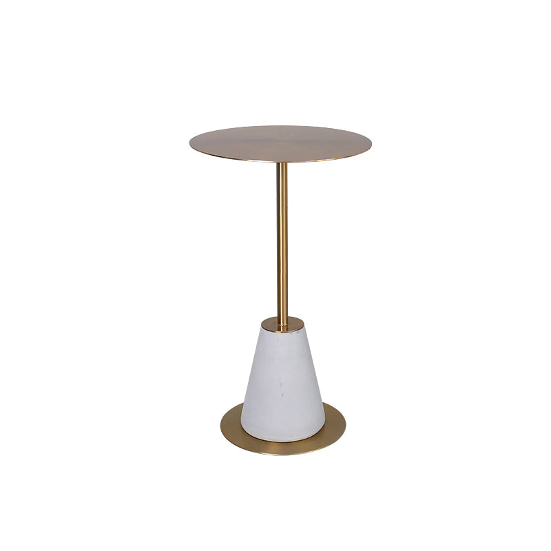 Pedestal 1 Single Coffee Table Mid-Century Modern Cocktail Table with Metal Top