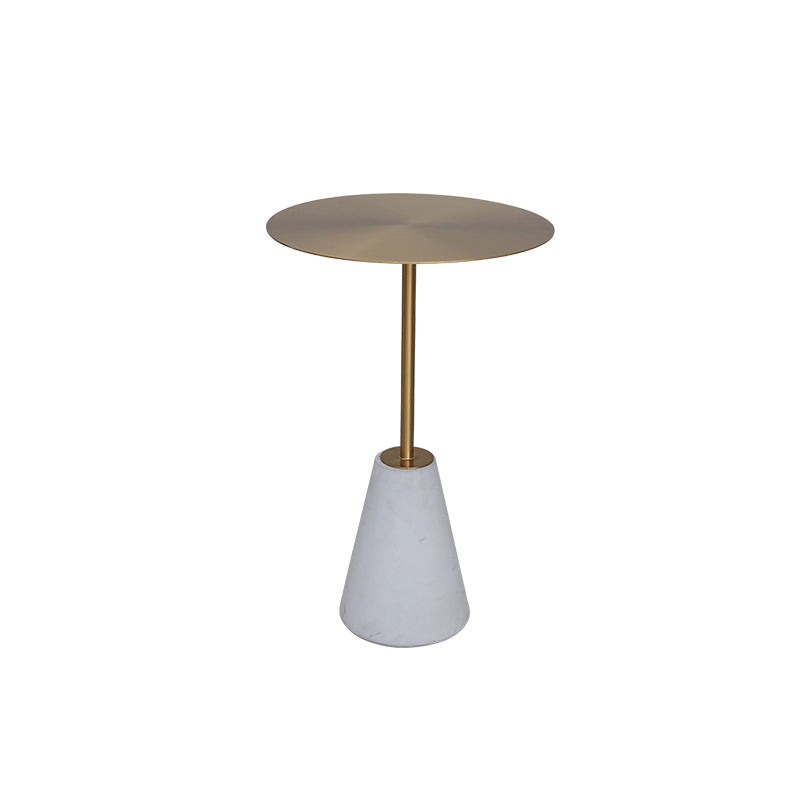 Pedestal 1 Single Coffee Table Mid-Century Modern Cocktail Table with Metal Top