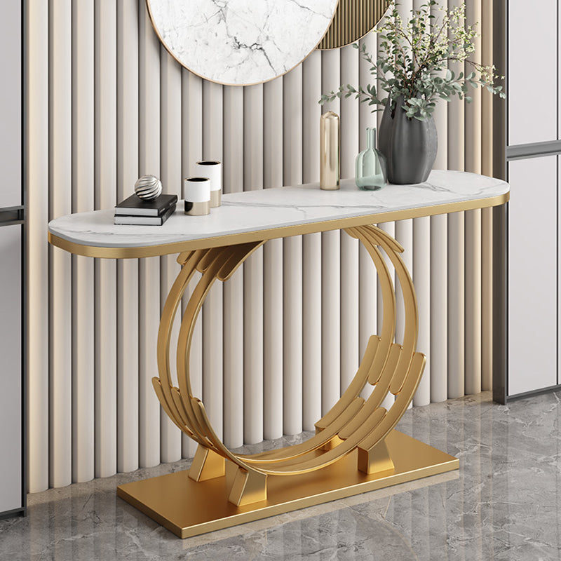 Glam Marble and Metal Rectangle Console Accent Table for Hall
