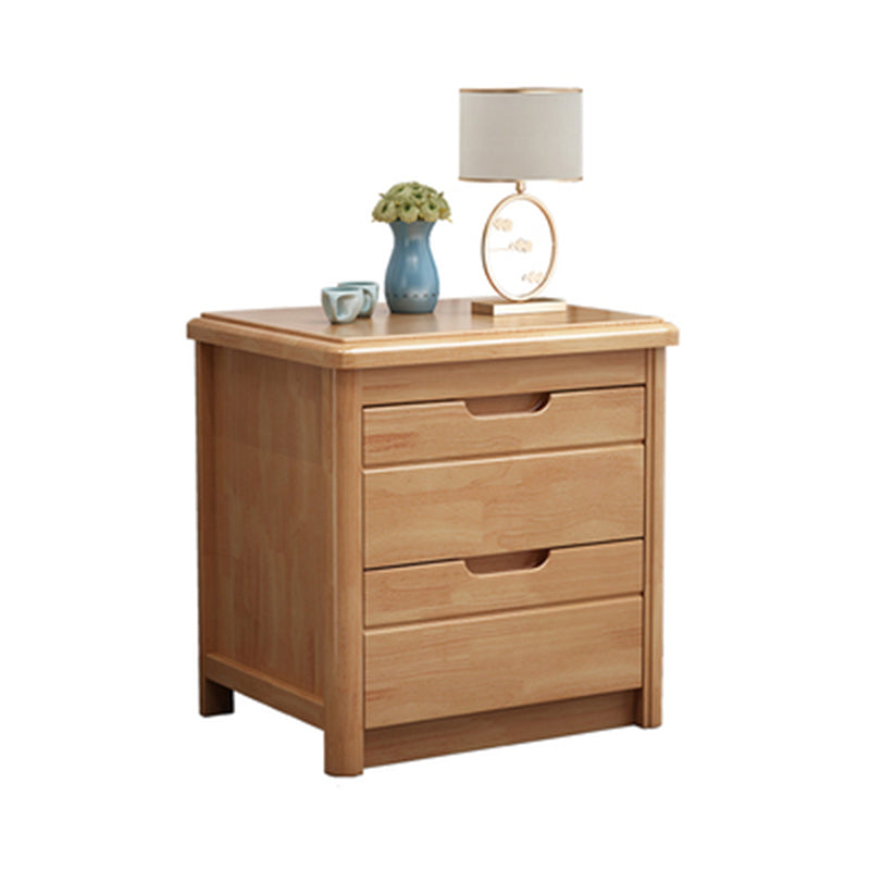 Solid Wood Bedside Table 20" Tall 2-Drawer Night Table in Walnut