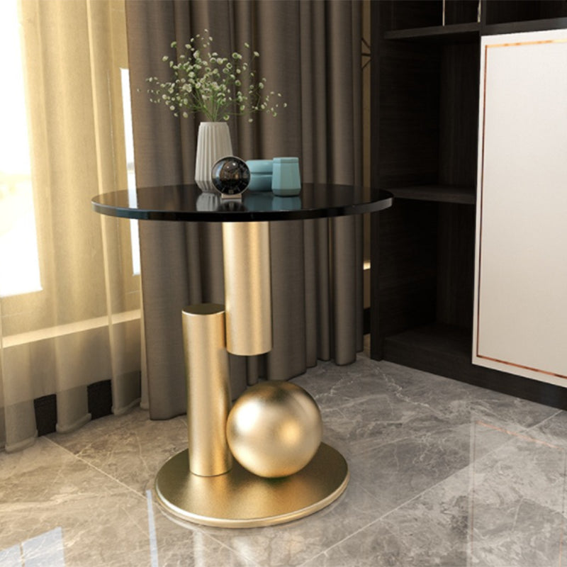 Mid-Century Modern Round Scratch-Resistant Accent Side Table Iron Pedestal End Table