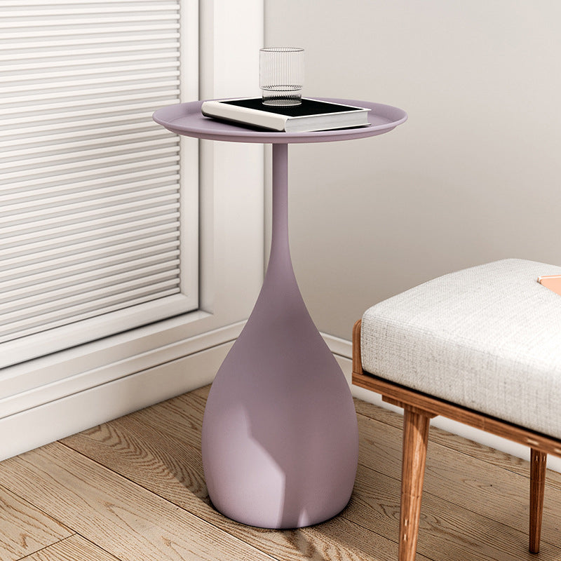 Modern Style Metal Iron Base Metal Desktop Paint Craft Round Side Table