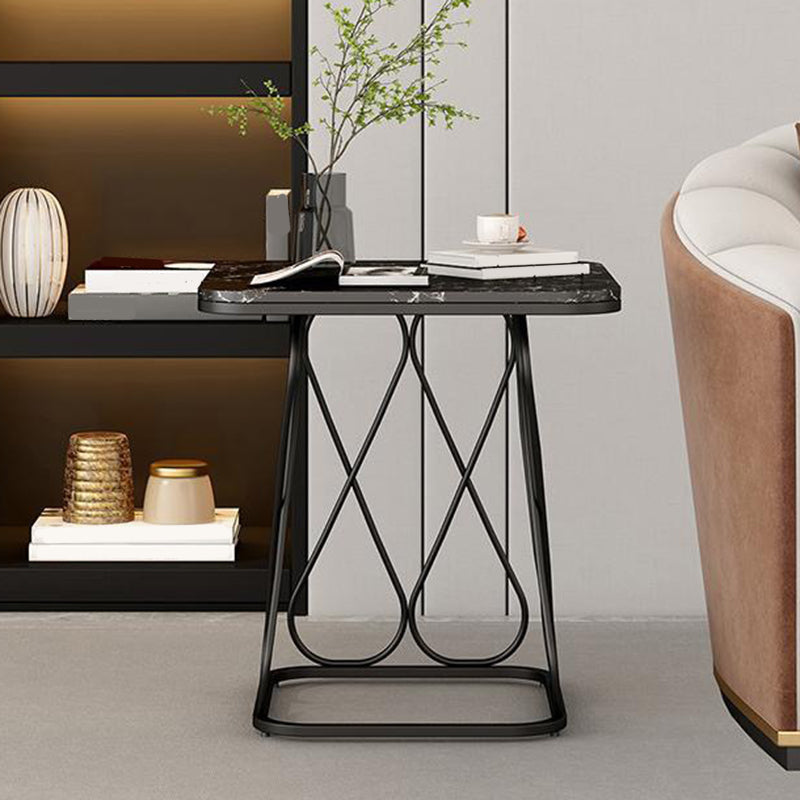 Frame Base Design Black/gold Metal Black White/white Marble Top Round Side Table