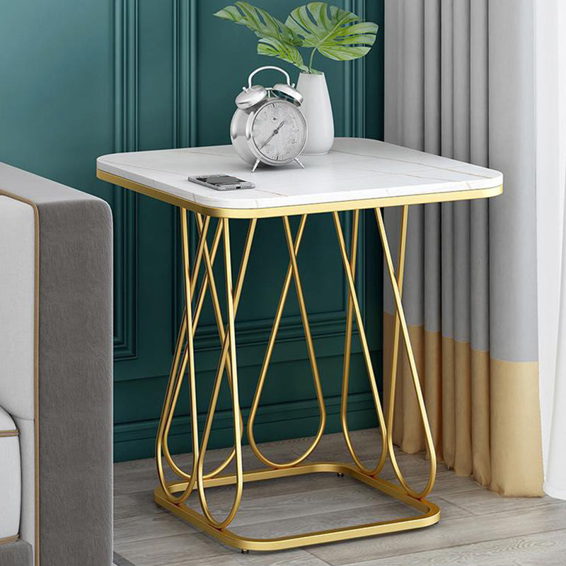 Frame Base Design Black/gold Metal Black White/white Marble Top Round Side Table