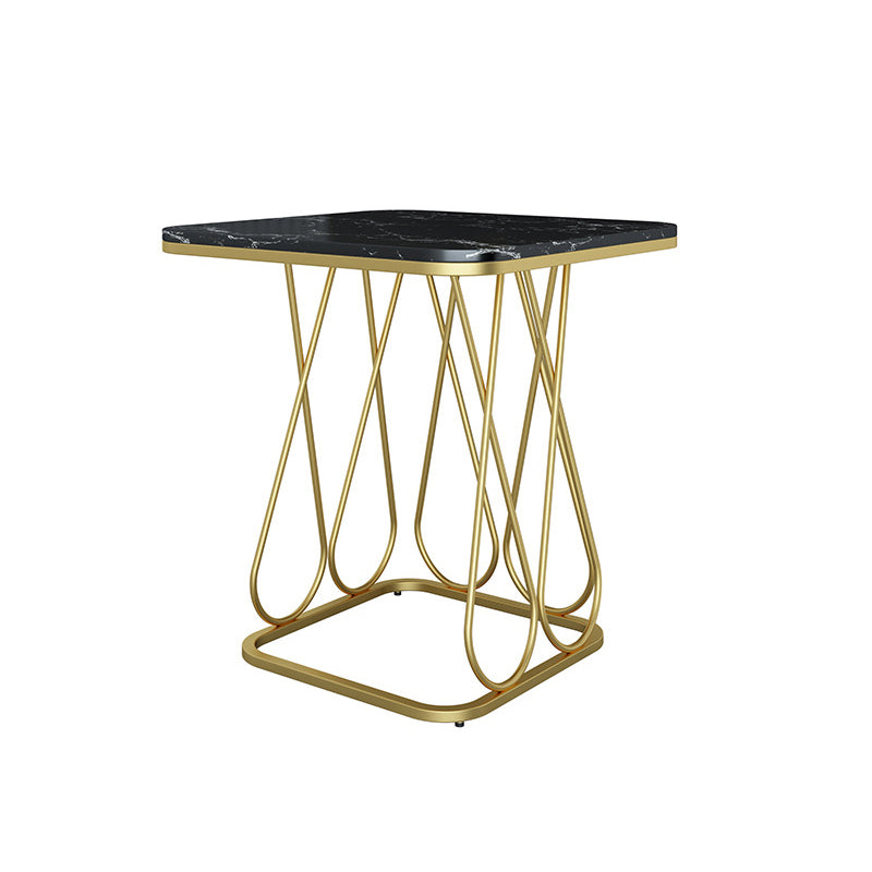 Frame Base Design Black/gold Metal Black White/white Marble Top Round Side Table
