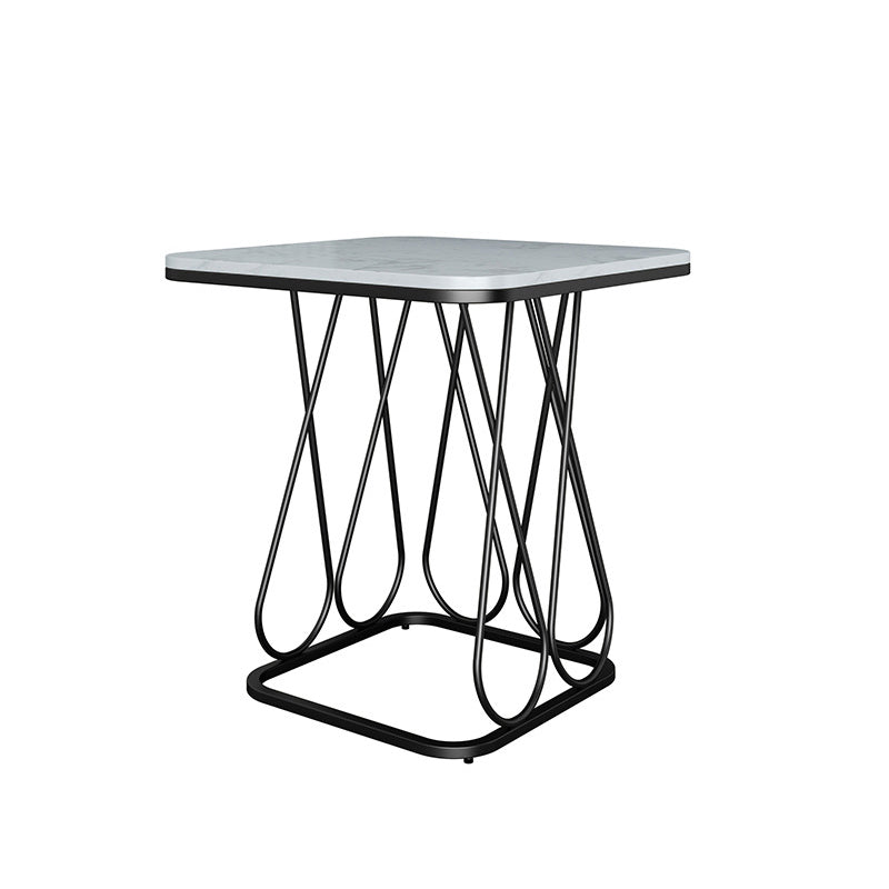 Frame Base Design Black/gold Metal Black White/white Marble Top Round Side Table