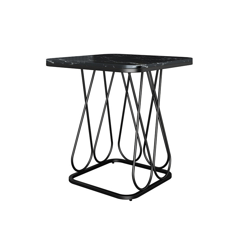 Frame Base Design Black/gold Metal Black White/white Marble Top Round Side Table