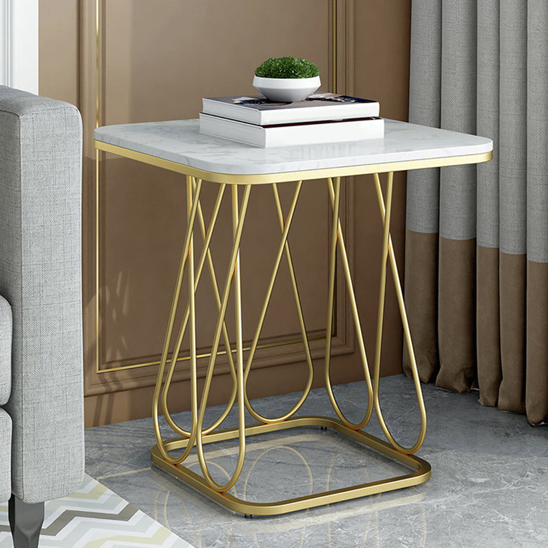 Frame Base Design Black/gold Metal Black White/white Marble Top Round Side Table