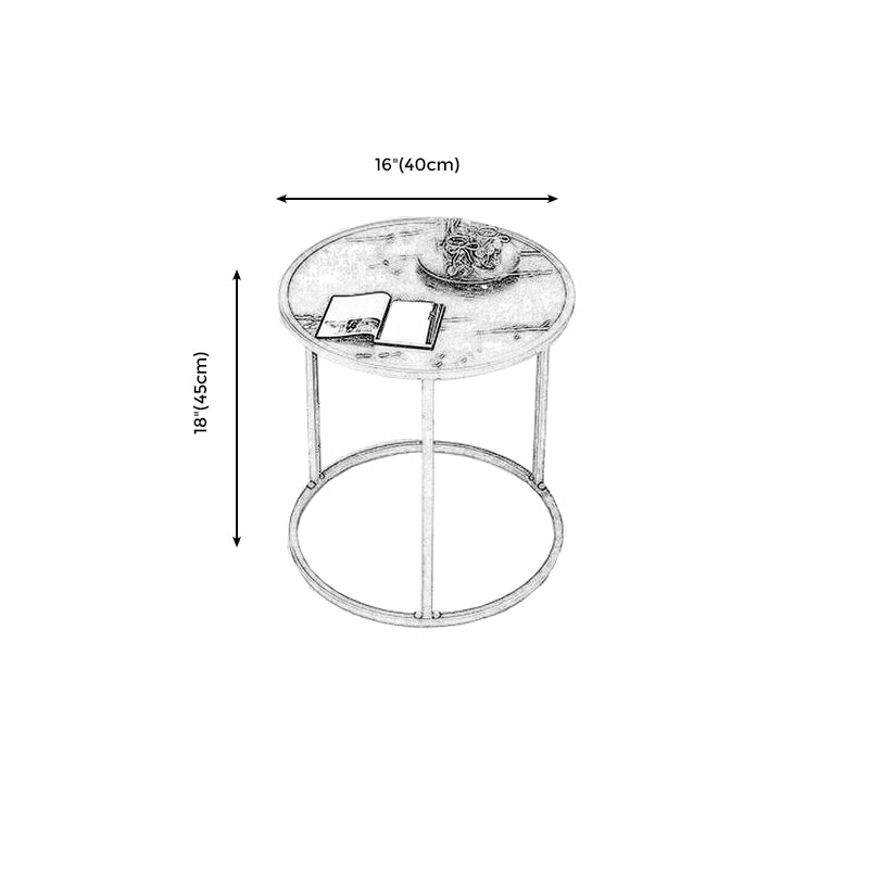 Glam Round Wooden Top End Table Steel Frame Sofa Side End Table for Living Room