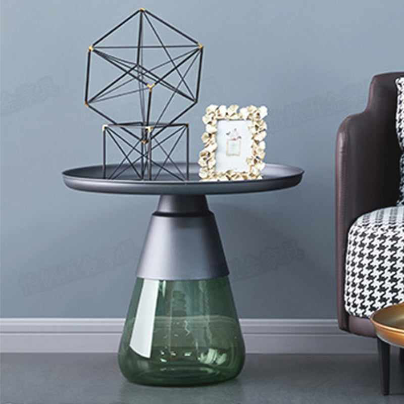 Pedestal Base Design Black/gold Countertop Metal Frame Glass Base Round Side Table