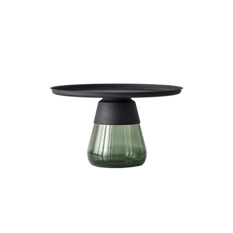 Pedestal Base Design Black/gold Countertop Metal Frame Glass Base Round Side Table