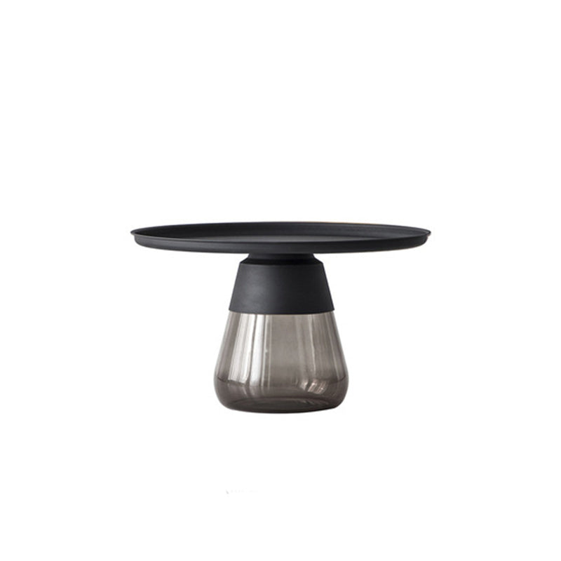 Pedestal Base Design Black/gold Countertop Metal Frame Glass Base Round Side Table
