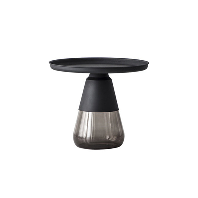 Pedestal Base Design Black/gold Countertop Metal Frame Glass Base Round Side Table