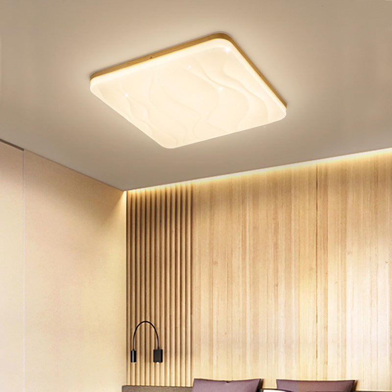 Modern LED Ceiling Mount Light Wooden Ceiling Lamp with Acrylic Shade for Bedroom