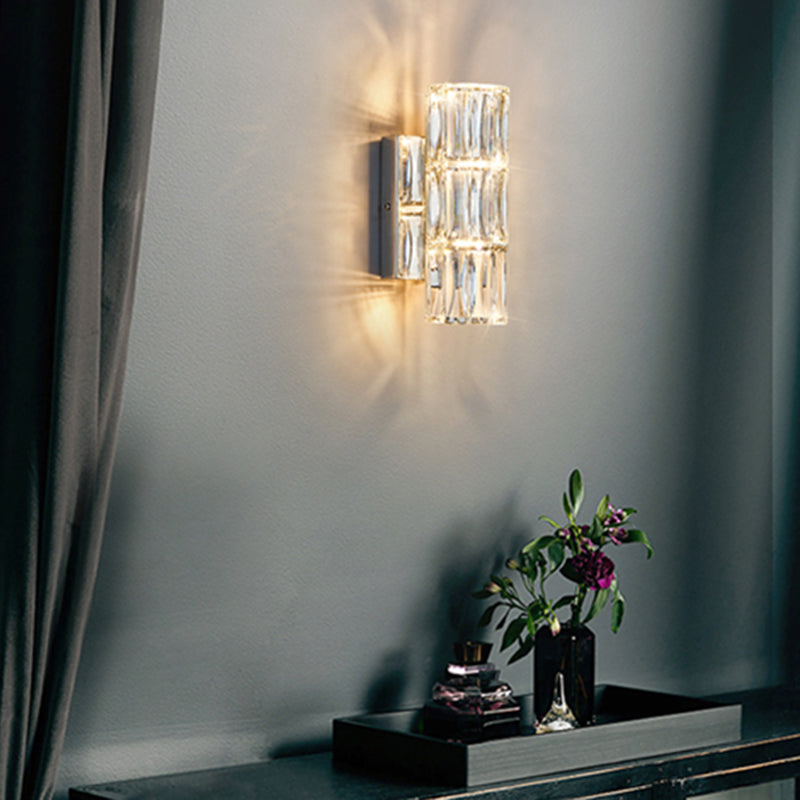 Modern Style Wall Mount Light Simple Wall Light with Crystal Shade for Living Room
