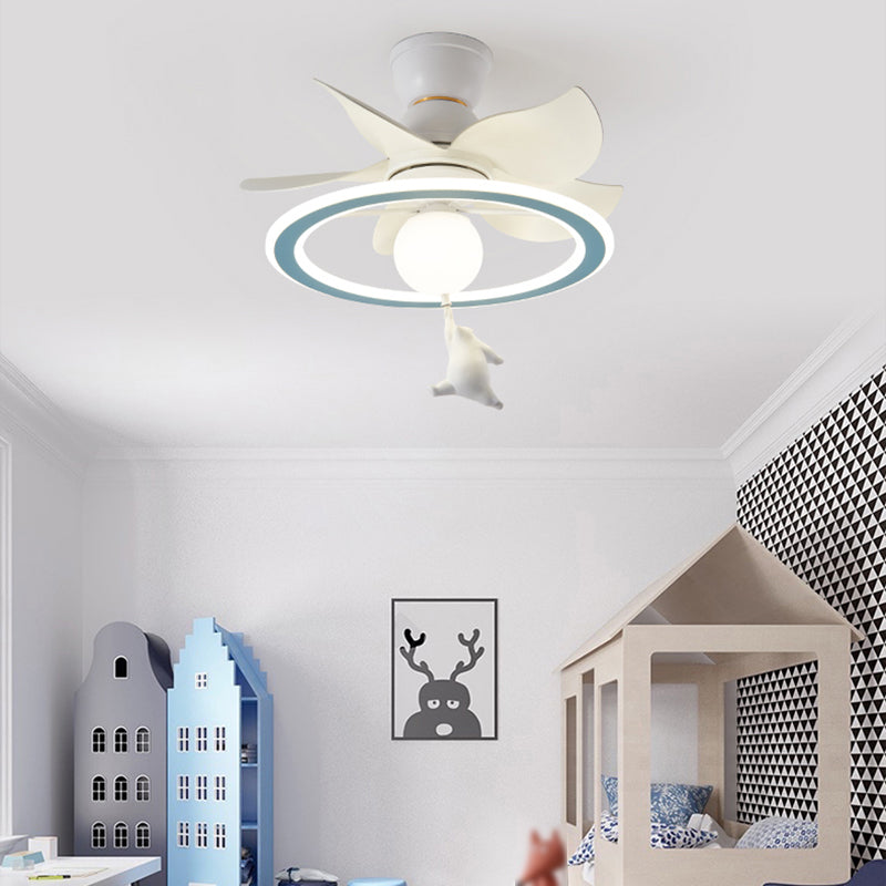 Unique Shape Metal Ceiling Fan Lighting Kids Style 2 Light Ceiling Fan Lamps