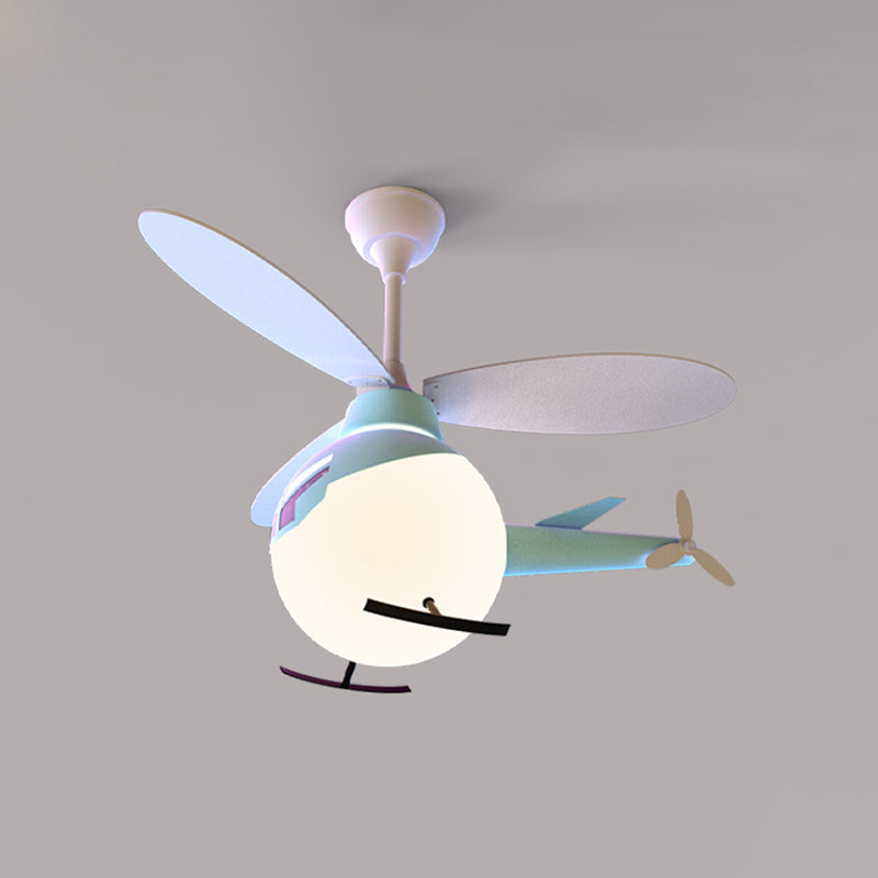 Children Ceiling Fan Light LED Ceiling Mount Lamp with Wood for Living Room