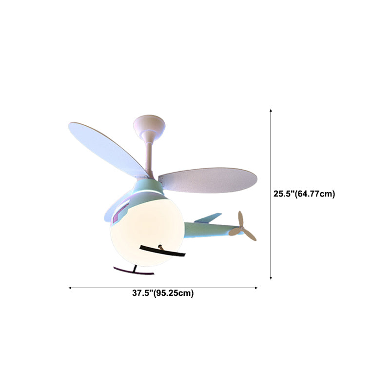 Children Ceiling Fan Light LED Ceiling Mount Lamp with Wood for Living Room