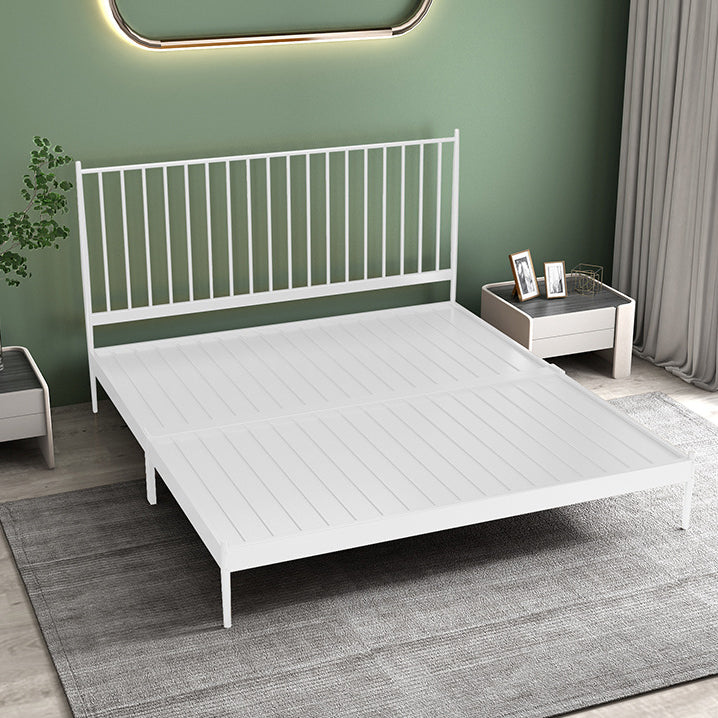 Contemporary Slat Bed with Rectangular Slat Headboard and Metal Legs