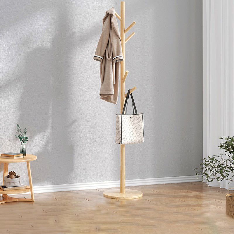 Modern Hall Tree Wood Entryway Kit with Hooks Free Standing Coat Hanger