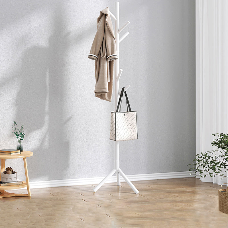 Modern Hall Tree Wood Entryway Kit with Hooks Free Standing Coat Hanger