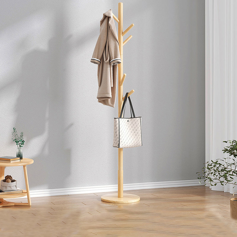 Modern Hall Tree Wood Entryway Kit with Hooks Free Standing Coat Hanger