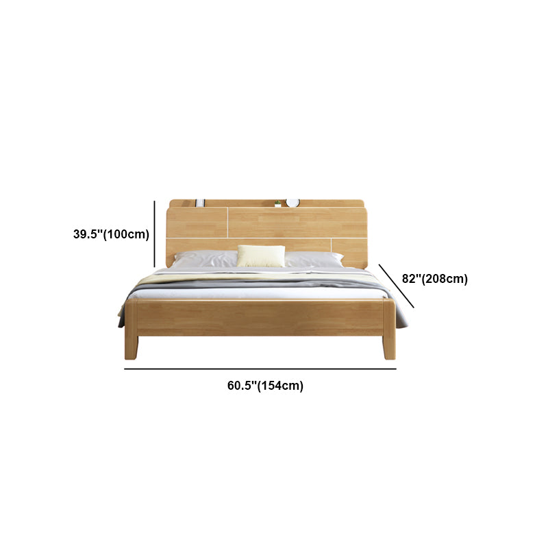 Scandinavian Solid Wood Bed with Headboard 39.37" Tall Standard Bed