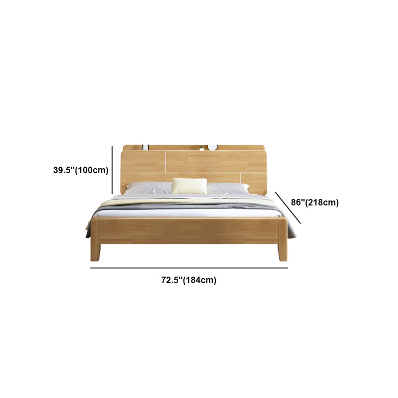 Scandinavian Solid Wood Bed with Headboard 39.37" Tall Standard Bed