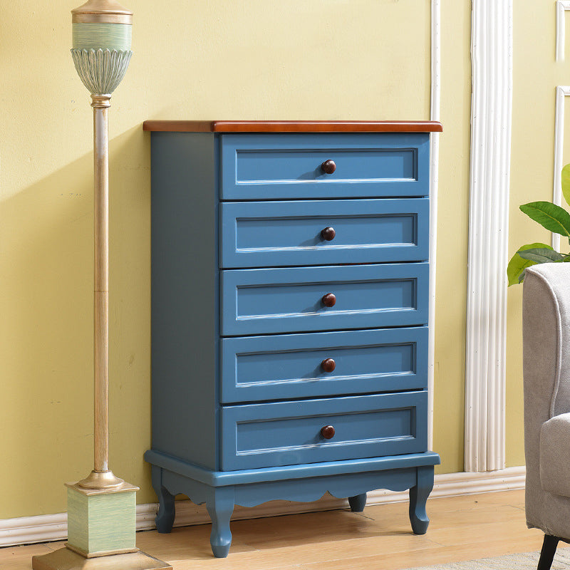 Mid-Century Modern Wood Accent Chest with Drawers Side Cabinet