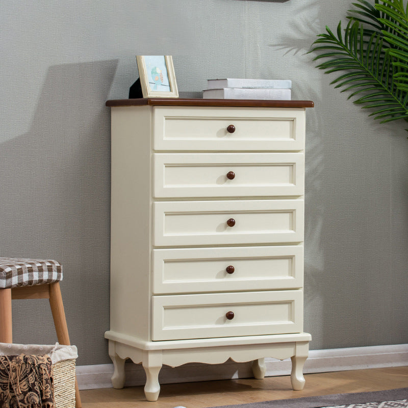 Mid-Century Modern Wood Accent Chest with Drawers Side Cabinet