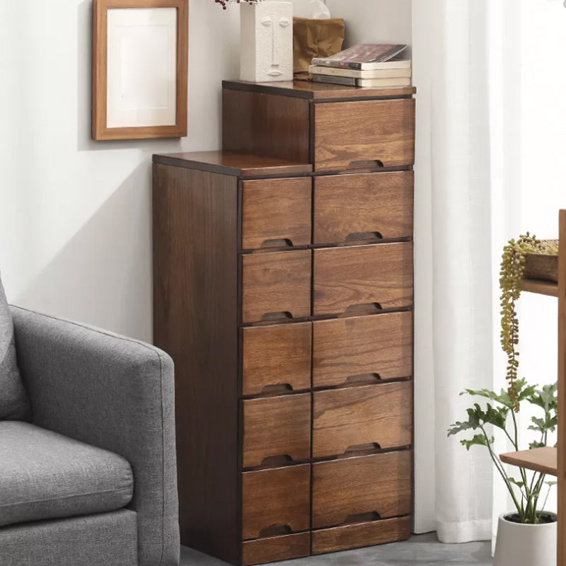 44" Tall Wooden 6-Drawer Accent Chest Square Top without Handle Cabinet