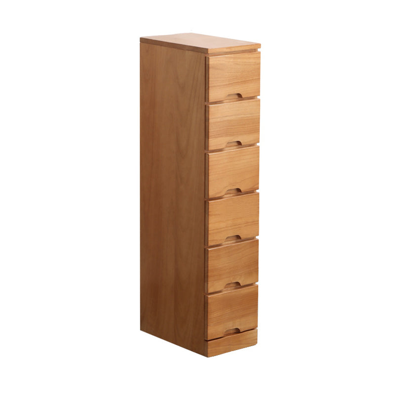 44" Tall Wooden 6-Drawer Accent Chest Square Top without Handle Cabinet