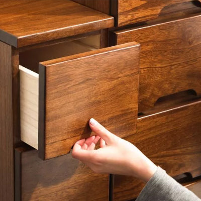 44" Tall Wooden 6-Drawer Accent Chest Square Top without Handle Cabinet