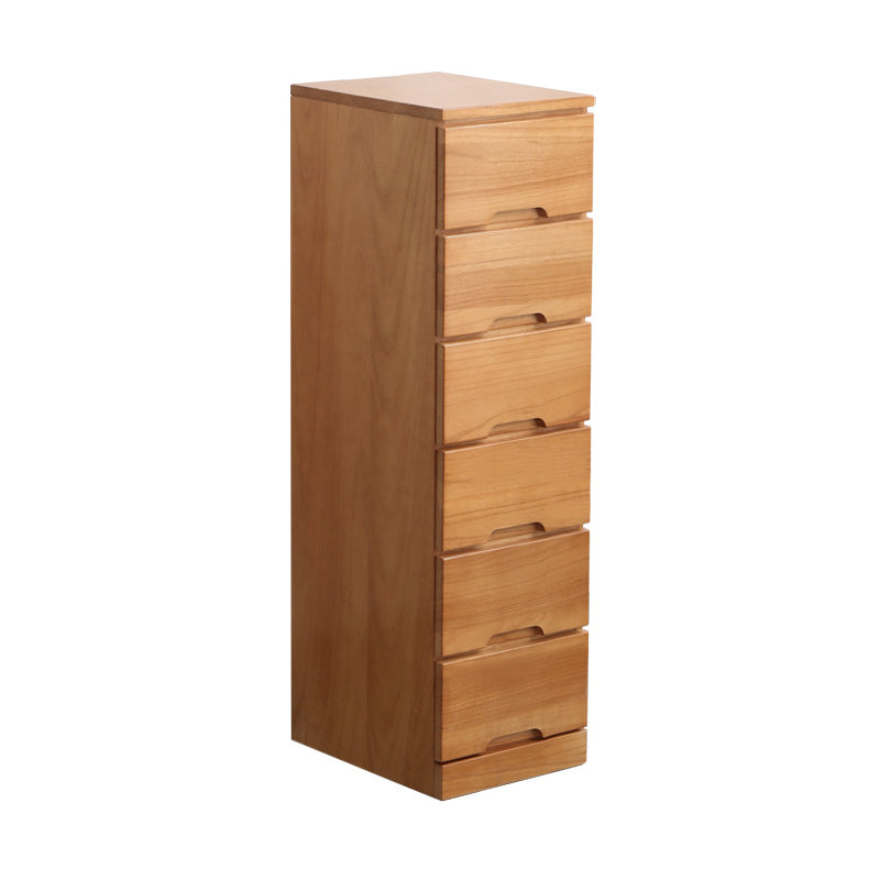 44" Tall Wooden 6-Drawer Accent Chest Square Top without Handle Cabinet
