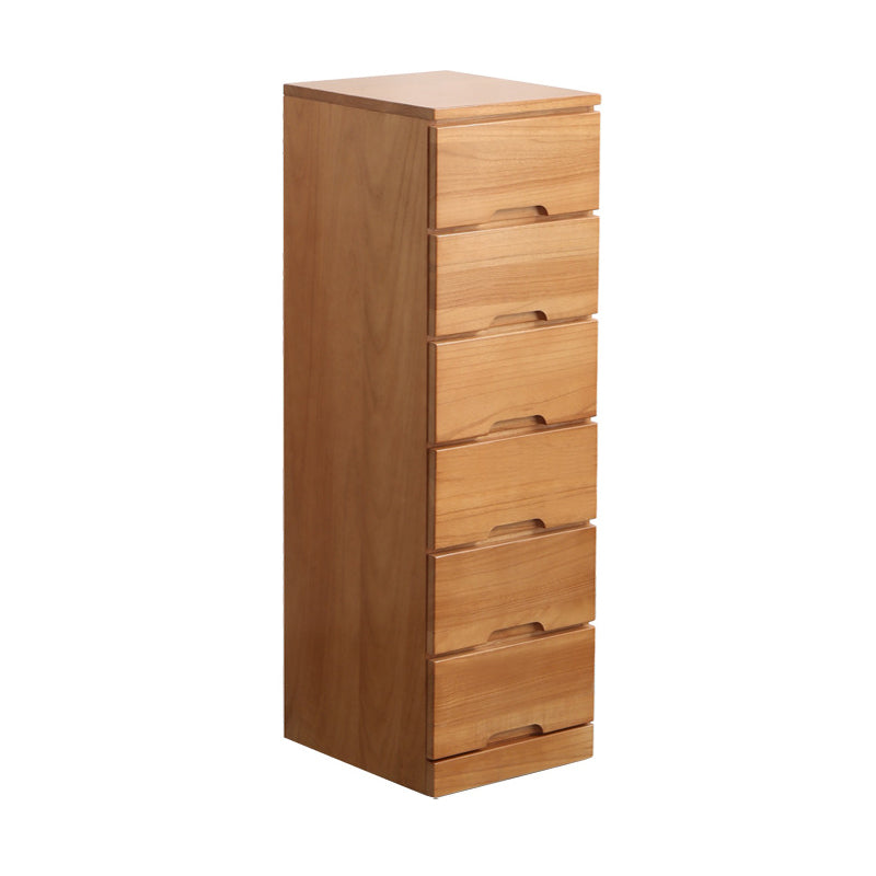 44" Tall Wooden 6-Drawer Accent Chest Square Top without Handle Cabinet