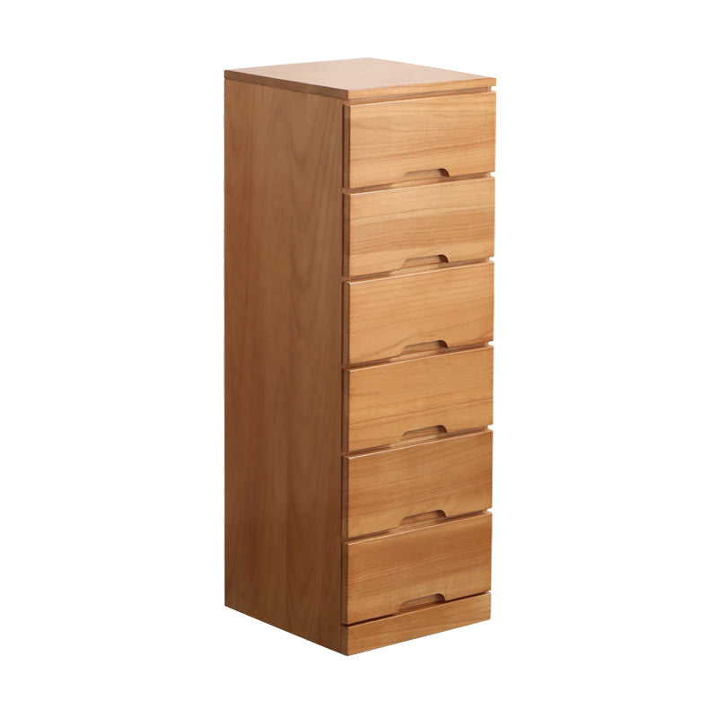 44" Tall Wooden 6-Drawer Accent Chest Square Top without Handle Cabinet
