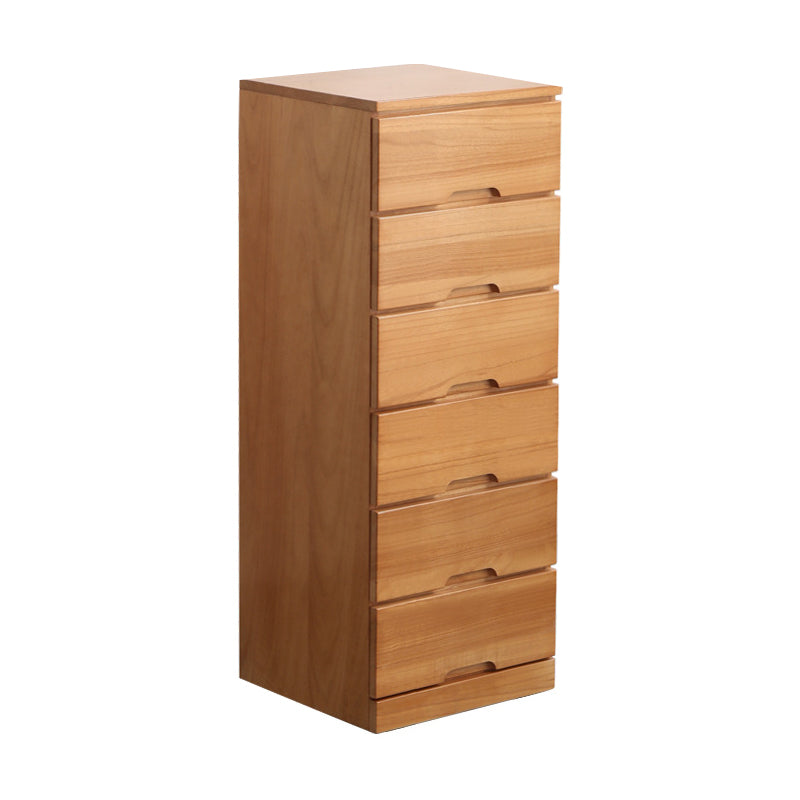 44" Tall Wooden 6-Drawer Accent Chest Square Top without Handle Cabinet