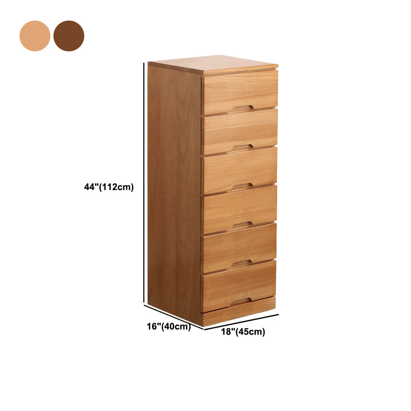 44" Tall Wooden 6-Drawer Accent Chest Square Top without Handle Cabinet