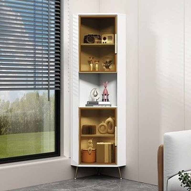 15.74" Wide Wood Corner Accent Cabinet with 2 Door Contemporary Side Cabinet